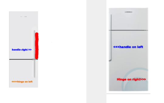 06805 | fisher paykel ELBA fridge door Handle Large Curve Left hinge Fridge on Top RF331t, E331t 